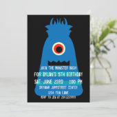 Cute Blue Monster Invitations de fête d'anniversai (Debout devant)