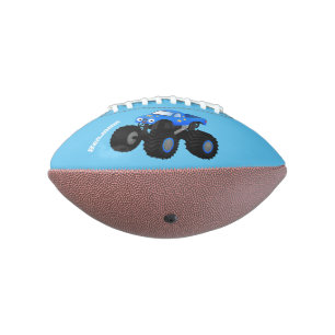 Cute blue monster truck cartoon illustratie american football