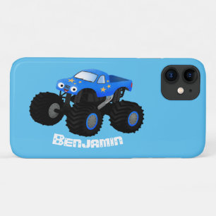 Cute blue monster truck cartoon illustratie iPhone 11 hoesje