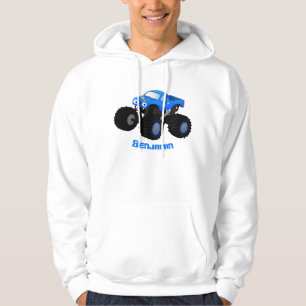 Cute blue monster truck cartoon illustratie hoodie