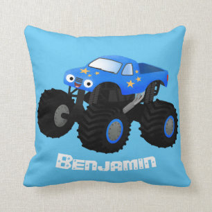 Cute blue monster truck cartoon illustratie kussen