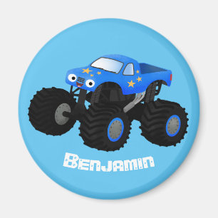 Cute blue monster truck cartoon illustratie magneet