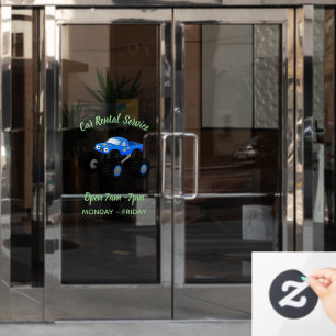 Cute blue monster truck cartoon illustratie raamsticker