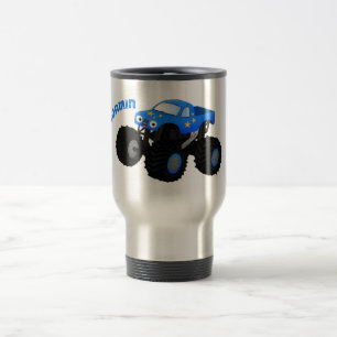 Cute blue monster truck cartoon illustratie reisbeker