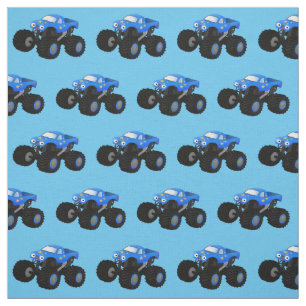 Cute blue monster truck cartoon illustratie stof