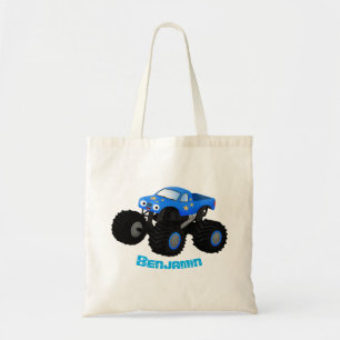 Cute blue monster truck cartoon illustratie tote bag
