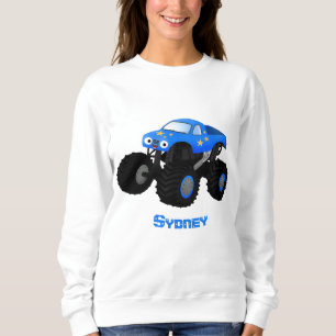 Cute blue monster truck cartoon illustratie trui