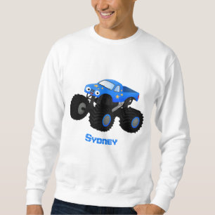 Cute blue monster truck cartoon illustratie trui