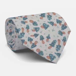 Cute Blue Mushroom Fungi Pattern Stropdas