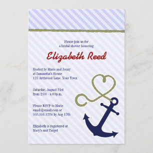 Cute Blue Nautical Theme Anchor Vrijgezellenfeest Kaart