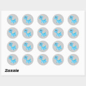 Cute Blue Nessie Ronde Sticker (Vel)