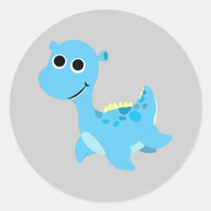 Cute Blue Nessie Ronde Sticker