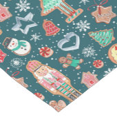 Cute blue nutcracker kerstkoekjes met een achtergr korte tafelloper (Hoek)