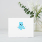Cute Blue Octopus Briefkaart (Staand voorkant)