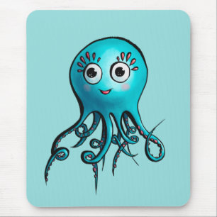 Cute Blue Octopus - Kawaii Cartoon Animal Zee Muismat