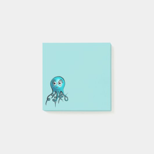 Cute Blue Octopus - Kawaii Cartoon Animal Zee Post-it® Notes (Voorkant)
