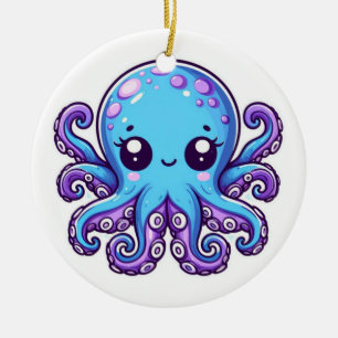 Cute blue octopus keramisch ornament