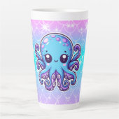 Cute blue octopus latte mok (Voorkant)