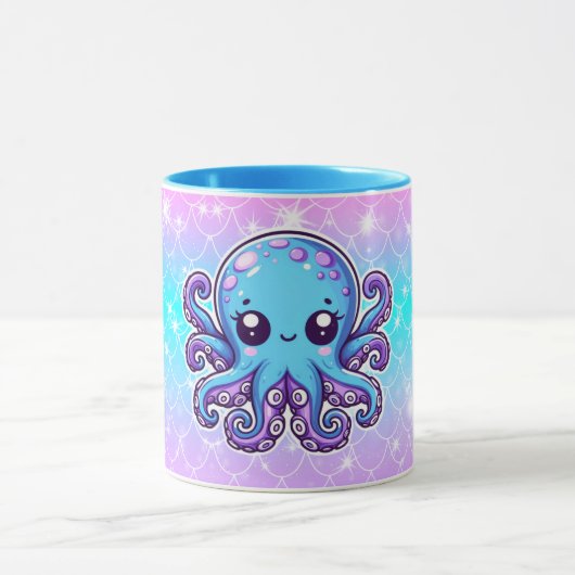 Cute blue octopus mok (Midden)