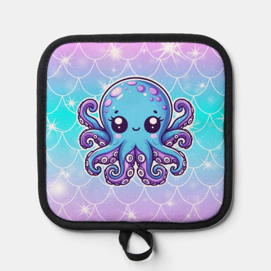 Cute blue octopus pannenlap (Voorkant)