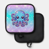 Cute blue octopus pannenlap (Voorkant / Achterkant)