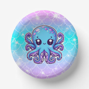 Cute blue octopus papieren kommen