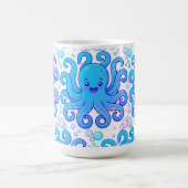 Cute Blue Octopus Pattern Coffee Mug (Centre)
