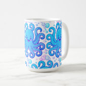 Cute Blue Octopus Pattern Coffee Mug (Devant droit)