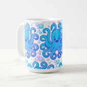 Cute Blue Octopus Pattern Coffee Mug (Devant gauche)