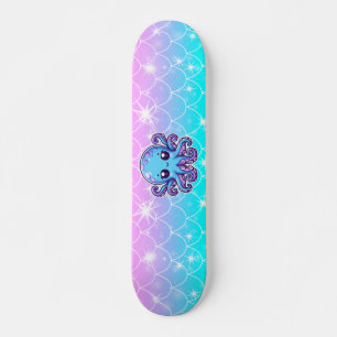 Cute blue octopus skateboard