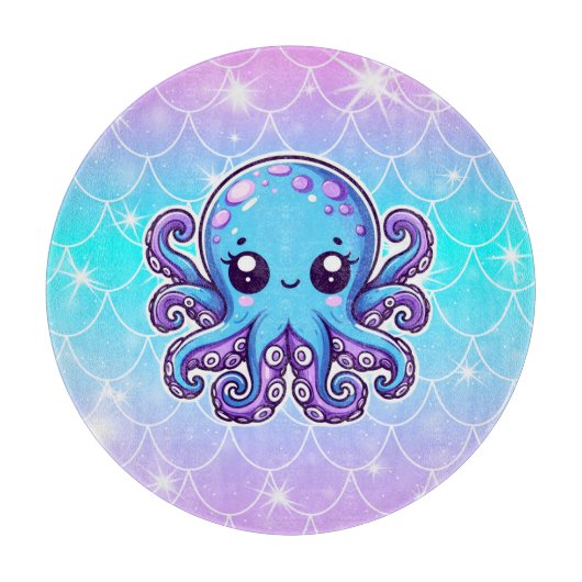 Cute blue octopus snijplank (Voorkant)