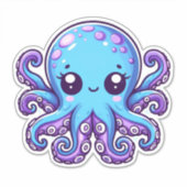 Cute blue octopus sticker (Voorkant)