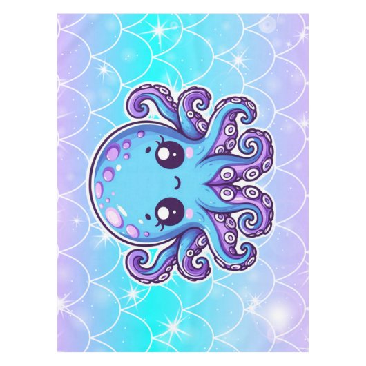 Cute blue octopus tafelkleed (Voorkant)