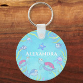 Cute Blue onder de Sleutelhanger Zee (Voorkant)