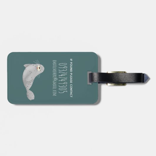 Cute Blue onder het Zee Ocean Seal Kinder Bagagelabel (Achterkant horizontaal)