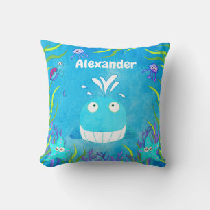 Cute Blue onder het Zee Whale Boy Kussen