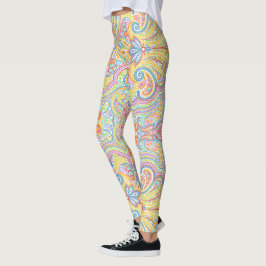 Cute Blue Oranje Roze Paars White Paisley Floral Leggings