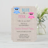 Cute Blue ou Pink Owl Invitation de la révélation (Debout devant)