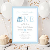 Cute Blue Our Little Pumpkin Boy 1st Birthday Kaart