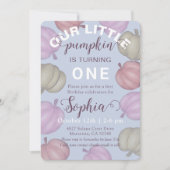 Cute Blue Our Little Pumpkin Fall Birthday Kaart (Voorkant)