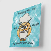 Cute Blue Owl Cook Wall Clock Vierkante Klok (Hoek)