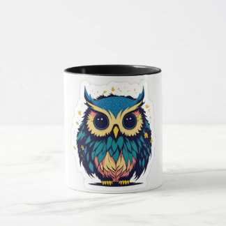 Cute Blue Owl Deux tons Café mug
