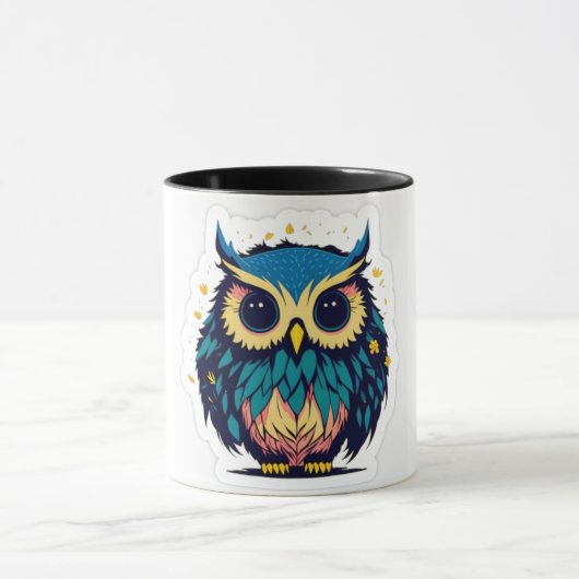 Cute Blue Owl Deux tons Café mug (Centre)