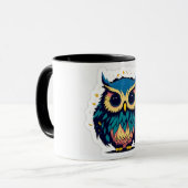 Cute Blue Owl Deux tons Café mug (Devant gauche)