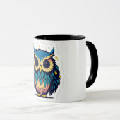 Cute Blue Owl Deux tons Café mug (Devant droit)