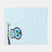 Cute Blue Owl Fleece Deken (Voorkant (Horizontaal))