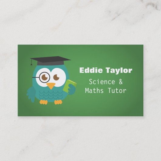 Cute Blue Owl met Afstuderen Pet, Personal Tutor Contactkaartje (Voorkant)