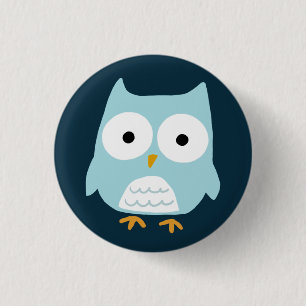 Cute Blue Owl Ronde Button 3,2 Cm