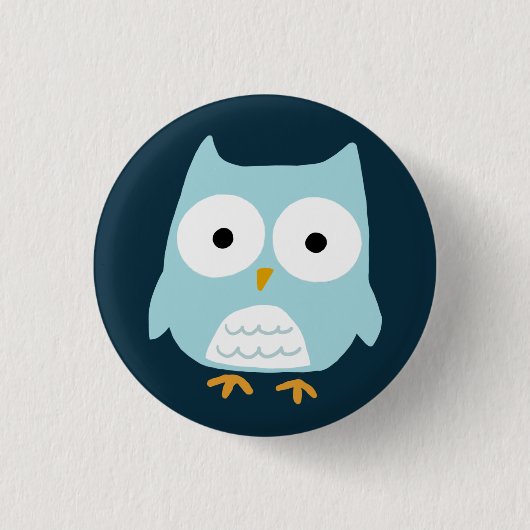 Cute Blue Owl Ronde Button 3,2 Cm (Voorkant)