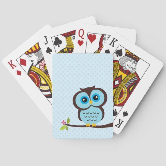 Cute Blue Owl Speelkaarten (Achterkant)